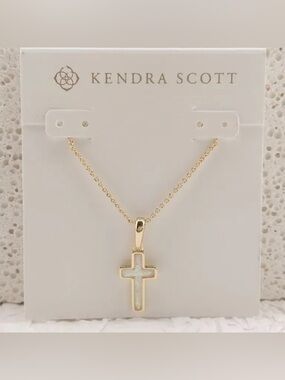 Kendra Scott Gold Cross Necklace with Opalescent Inlay